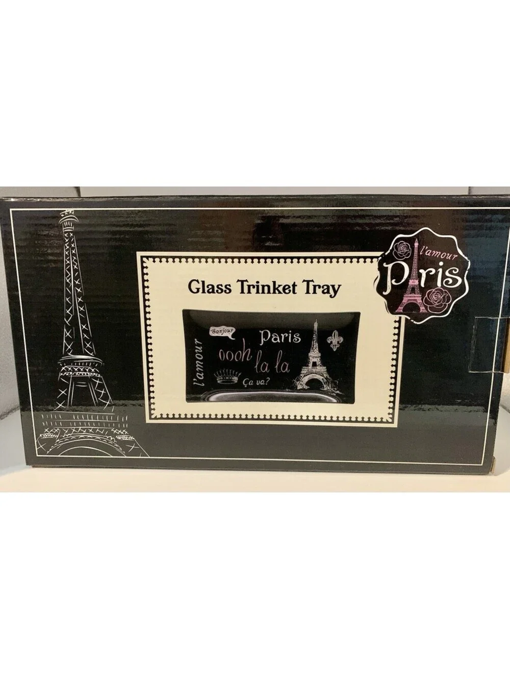 F.A.B StarPoint l’amour Paris Glass Trinket Tray NEW IN BOX JEWELRY KEYS 🎁